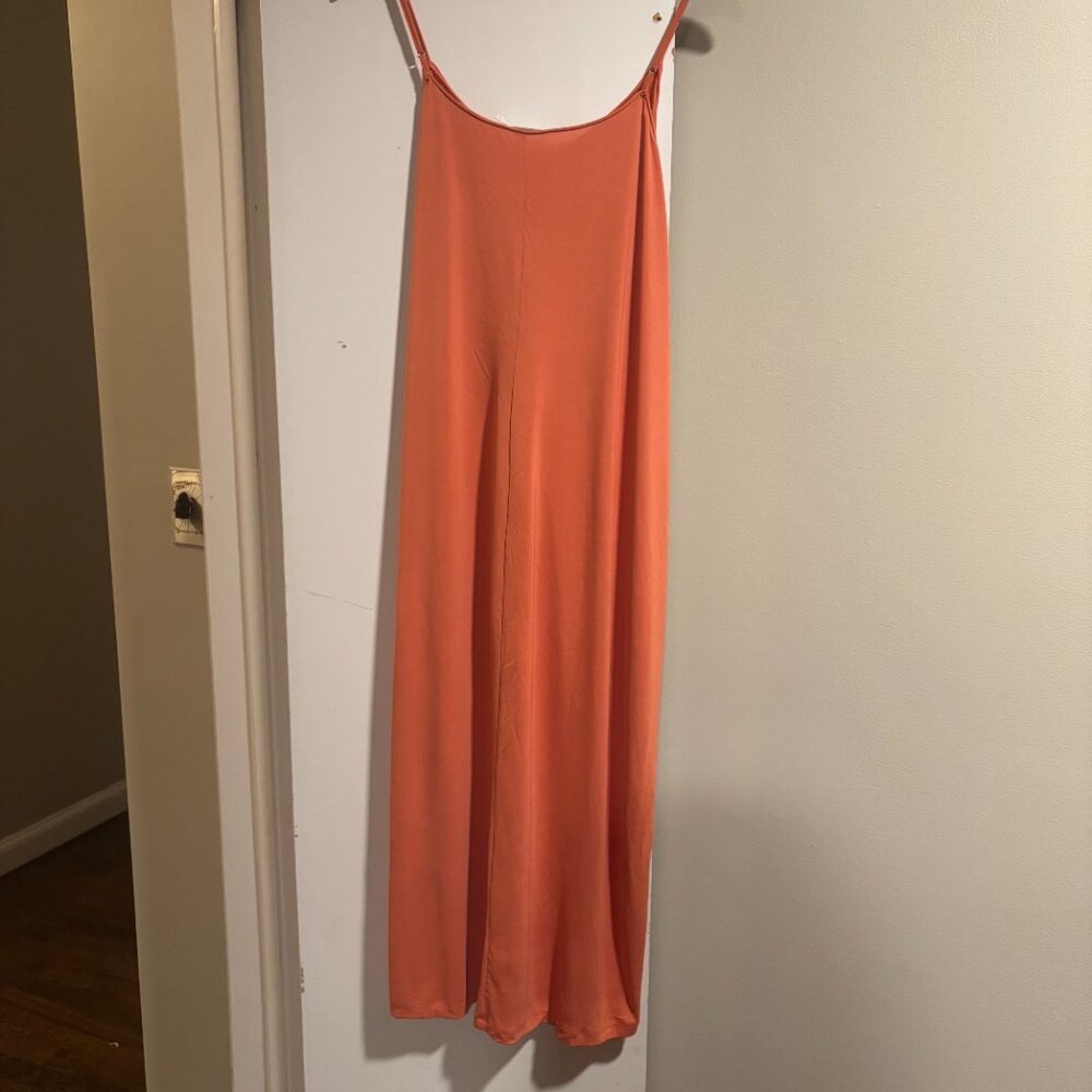 Lush Nectarine orange maxi dress with adjustable waist tie and spaghetti straps - Picture 2 of 5